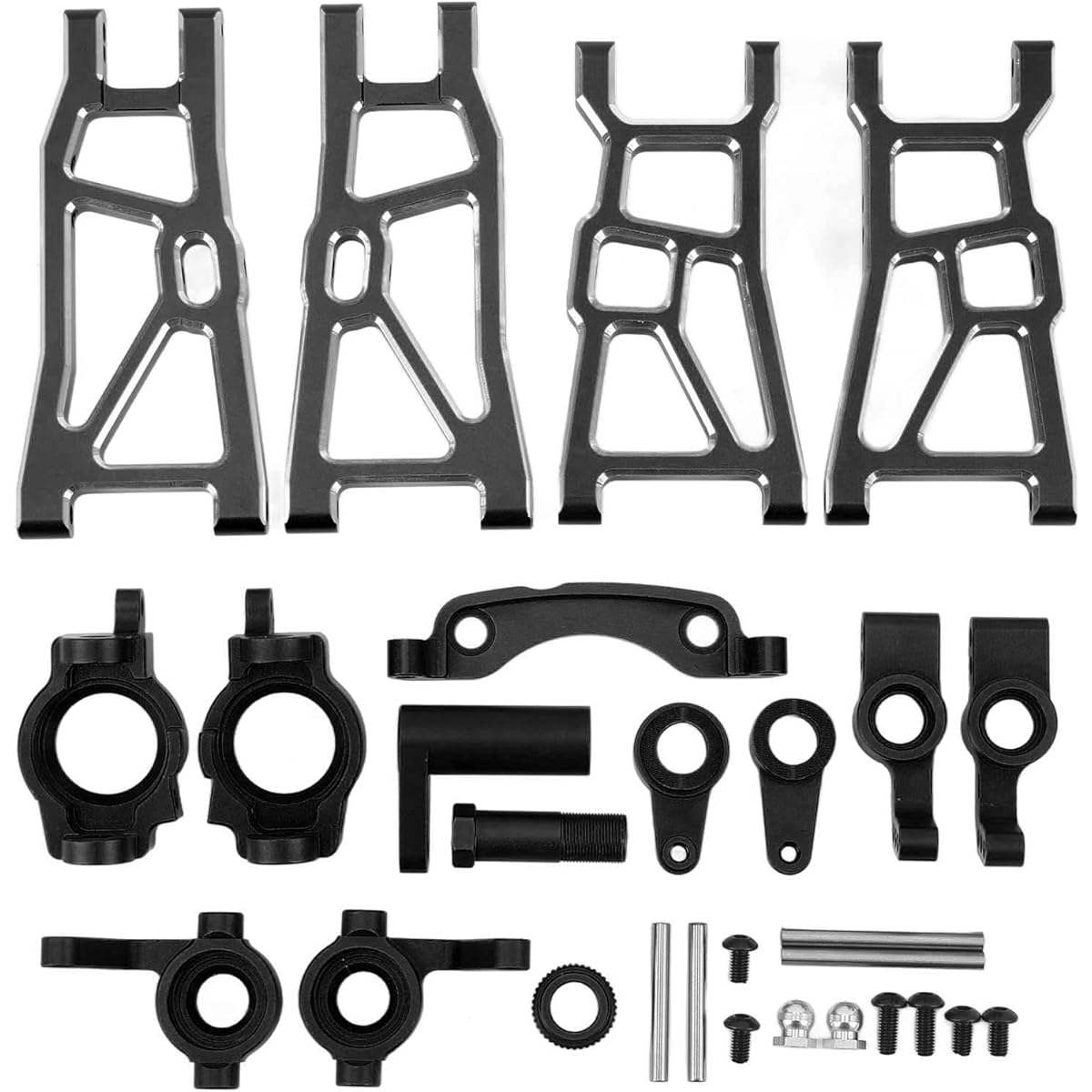 Rc Car Steering, Rc Car Aluminum Upgrade Kit Lightweight, wear-resistant, shock-absorbing, high strength, upgrade kit for Zd Racing 1/10 model. (Black)