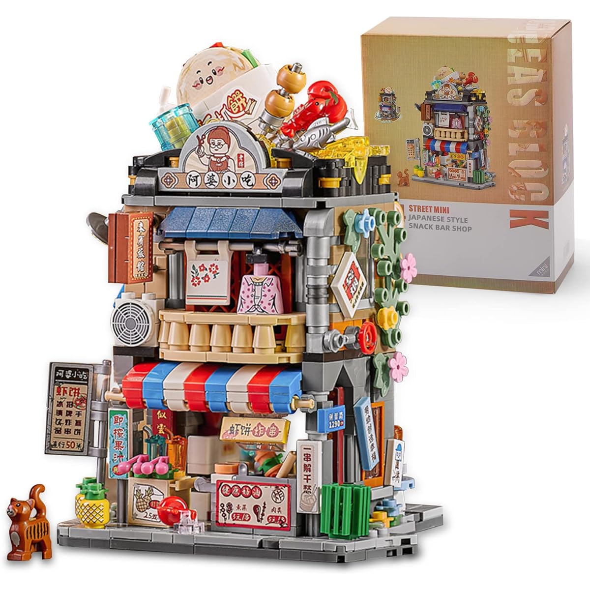 Japanese Street View Snack Bar Shop Mini Building Blocks Model Set 762 Pieces Mock Creative DIY Assembly Toys Gift for Boys and Girls