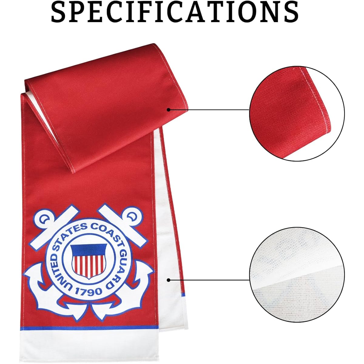 United States Coast Guard Table Runner Memorial Day Independence Day Veterans Day Military USCG Theme Tablecloth Kitchen Dining Table Linen Indoor Outdoor Home Party Decor 13 x 72 inches