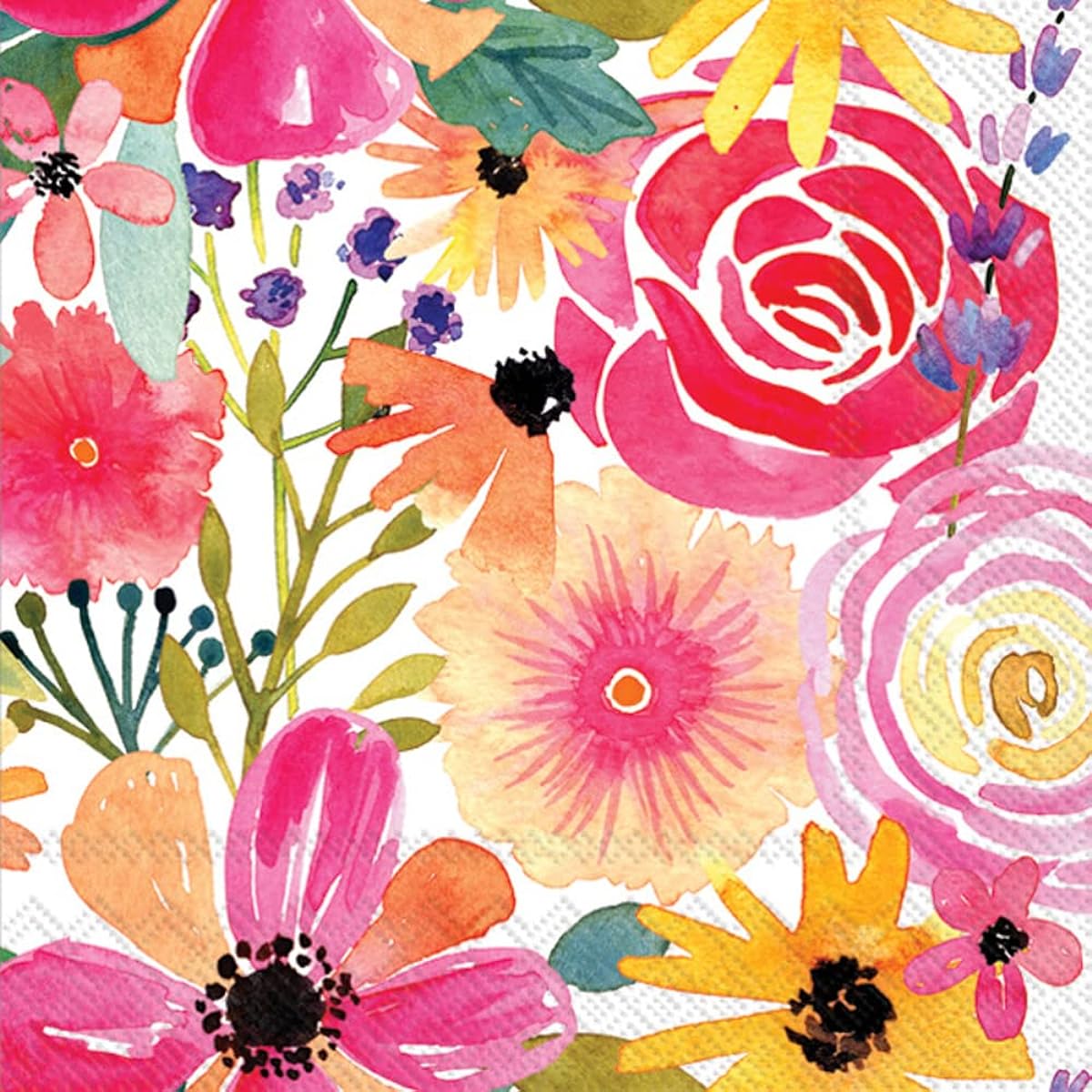 Boston International IHR 3-ply Paper Napkins, Cocktail Size, 20 Pieces, Floral Frenzy