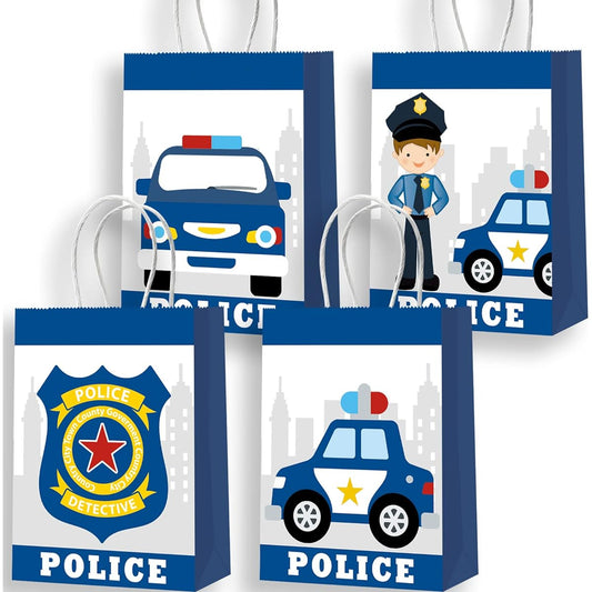 16pcs Police Party Bags Police Decorations for Party Police Gift Bags Police Party Favors Police Car Party Favors for Kids Police Officer Party Supplies
