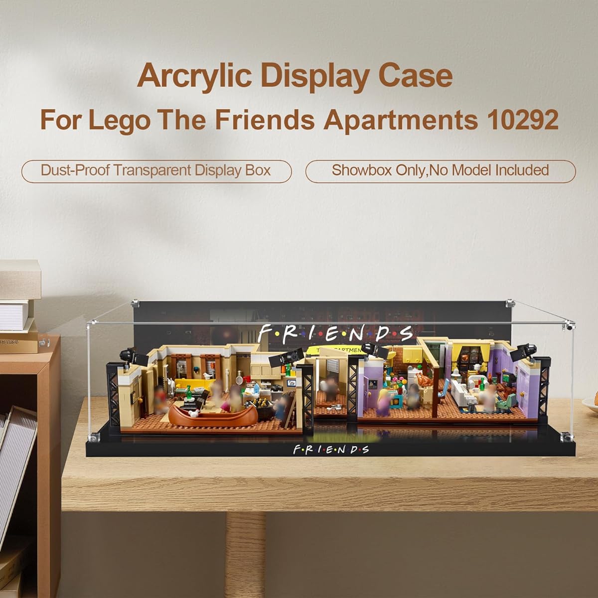 Acrylic Display Case for LEGO 10292 The Friends Apartment, Dustproof Clear Display Box for Lego 10292 Building Kit