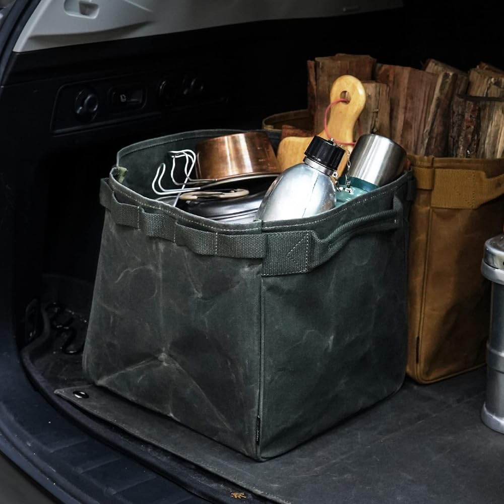 asobito Open Container, Various Colors, Storage Case, Storage Bag, Firewood Bag, Waterproof, 100% Natural Materials, Cotton Canvas, Authenticity, Freestanding Soft Container, Outdoor Camping AB-055