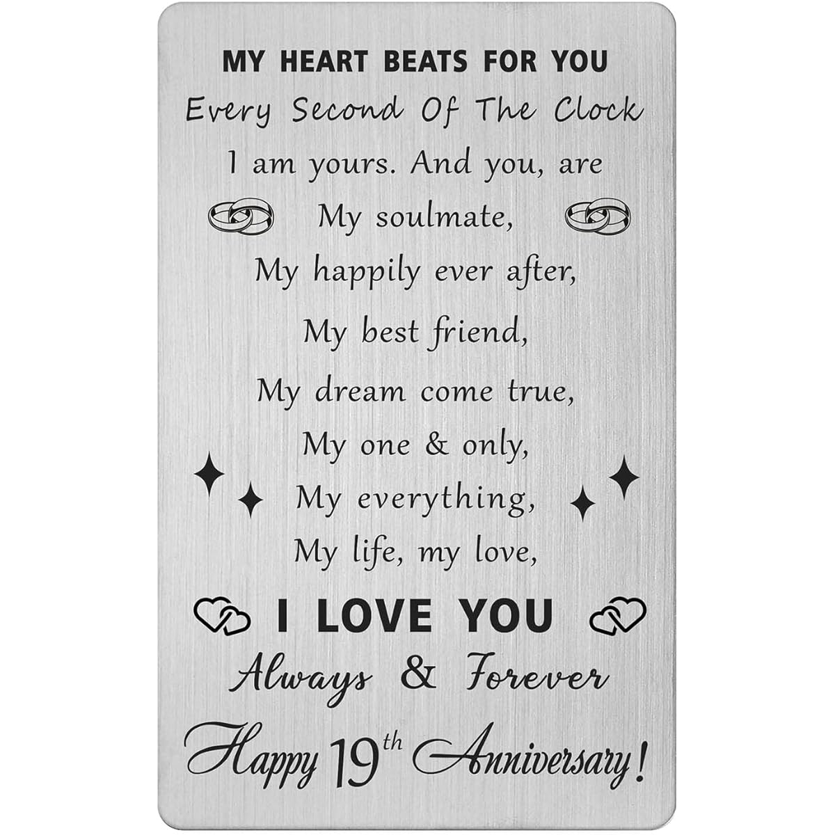 19th Anniversary Wallet Card Gifts Wedding Anniversary Card Gifts for Him/Her Romantic Engraved Gifts for Women/Men Gifts for Husband/Wife