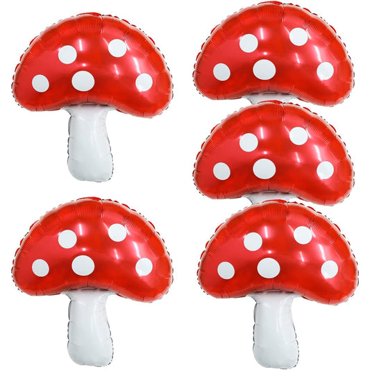 5pcs 31inch Mushroom Balloons,Large Red Mushroom Foil Balloons,Cartoon Balloons,Fairy Garden Plants Balloons,Cute Mushrooms Party Decorations,Forest Plants Theme Balloons for Baby Shower,Birthday,Wedding