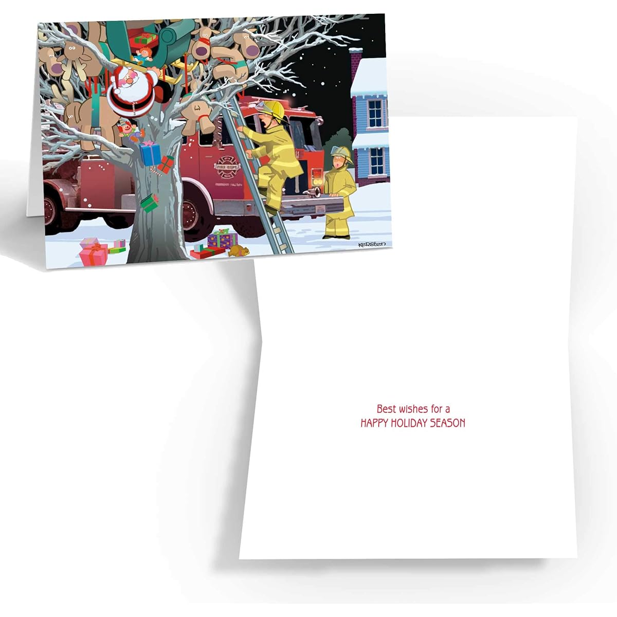 Stonehouse Collection Firefighter Christmas Cards - Firefighter, Firefighter, Rescue, Fire Truck Boxed Holiday Cards (Assorted)