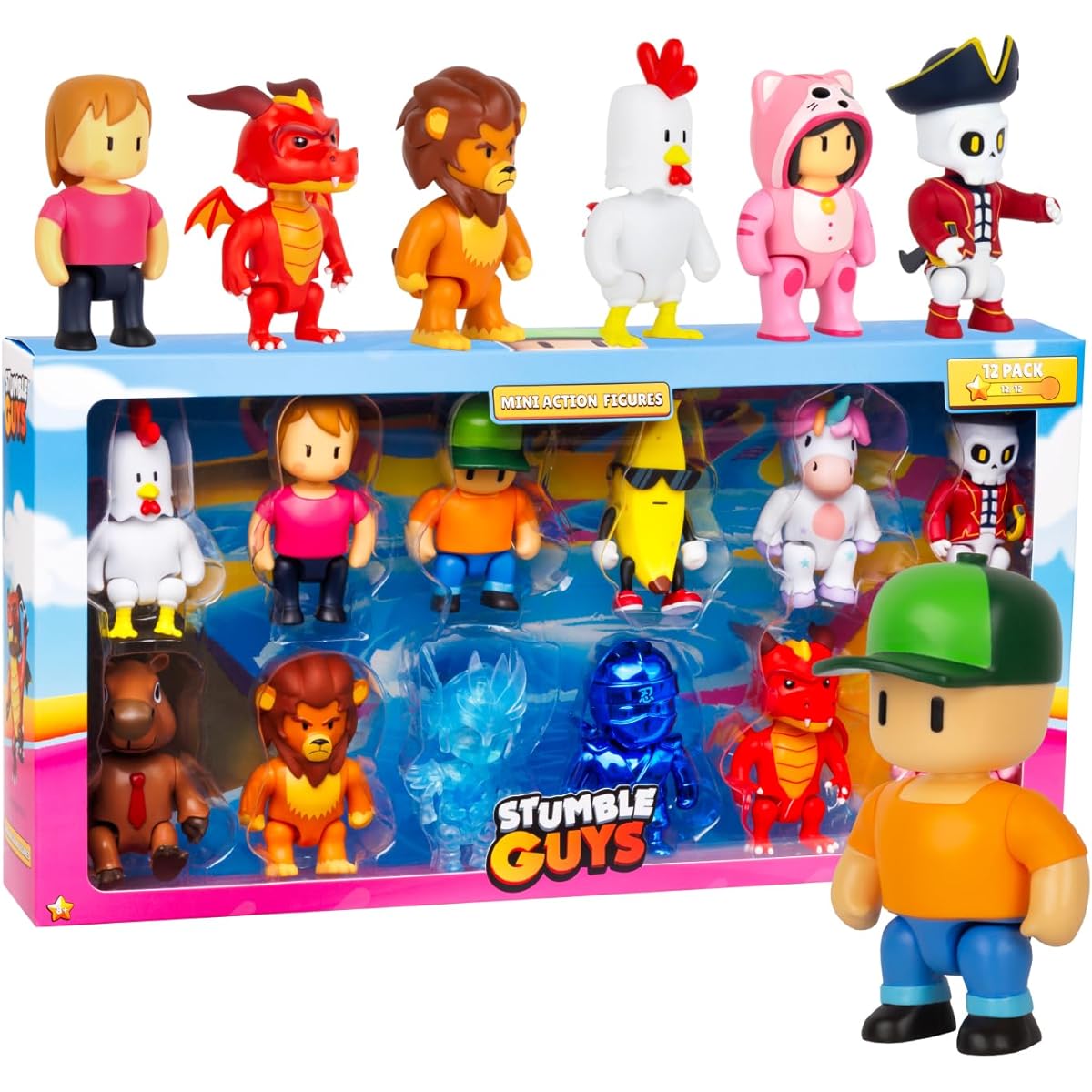 Stumble Guys Official Ultimate Mini Action Figures 12-Pack - 3-Inch Collector's Edition, Full Range of Motion, Exclusive Character Set, True-to-Game Designs for Fans and Collectors