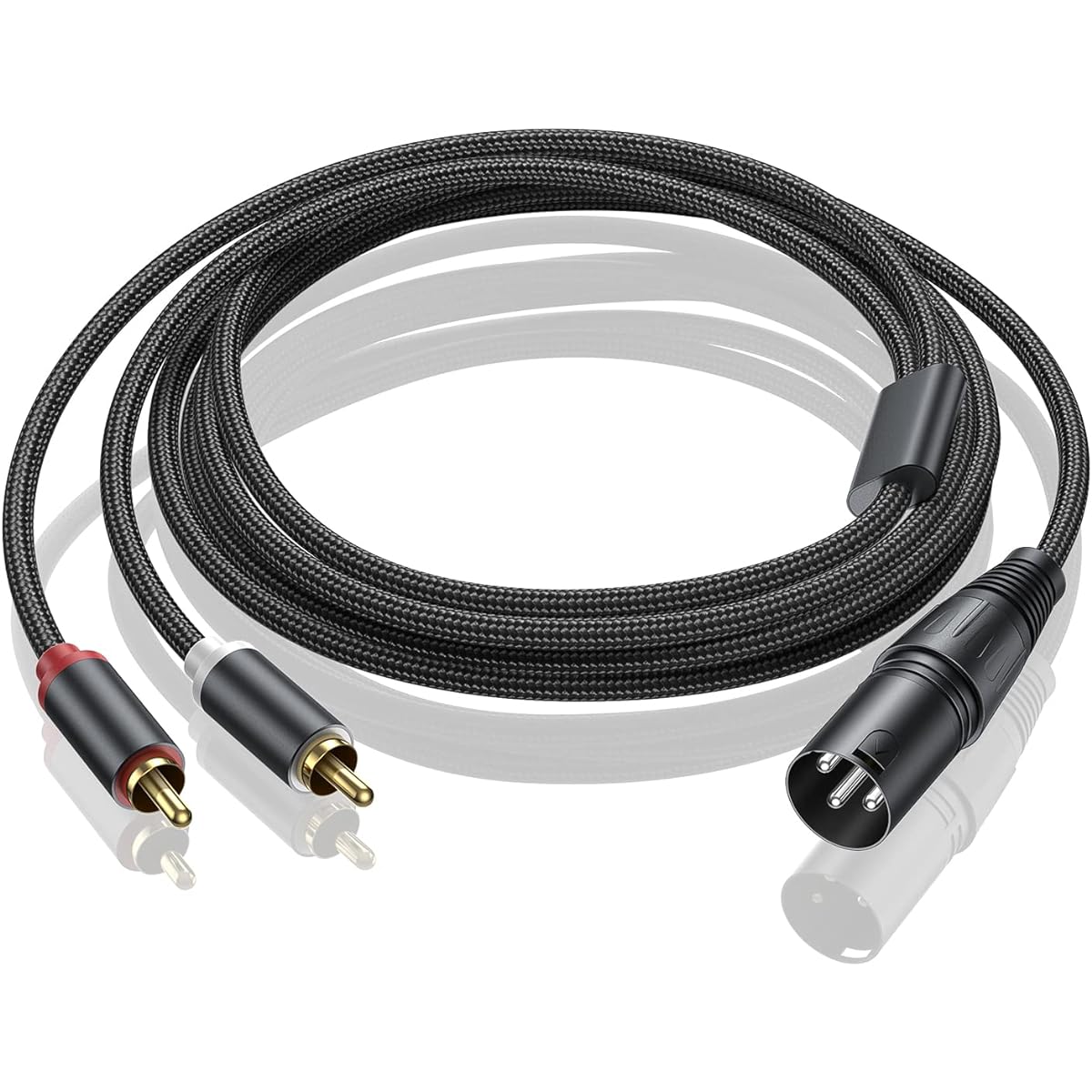 Dual RCA to XLR Male Y Splitter Patch Cable Unbalanced 2 RCA/Phono Plug to 1 XLR Splitter Duplicator Lead Y Cable Adapter - 3ft/1m