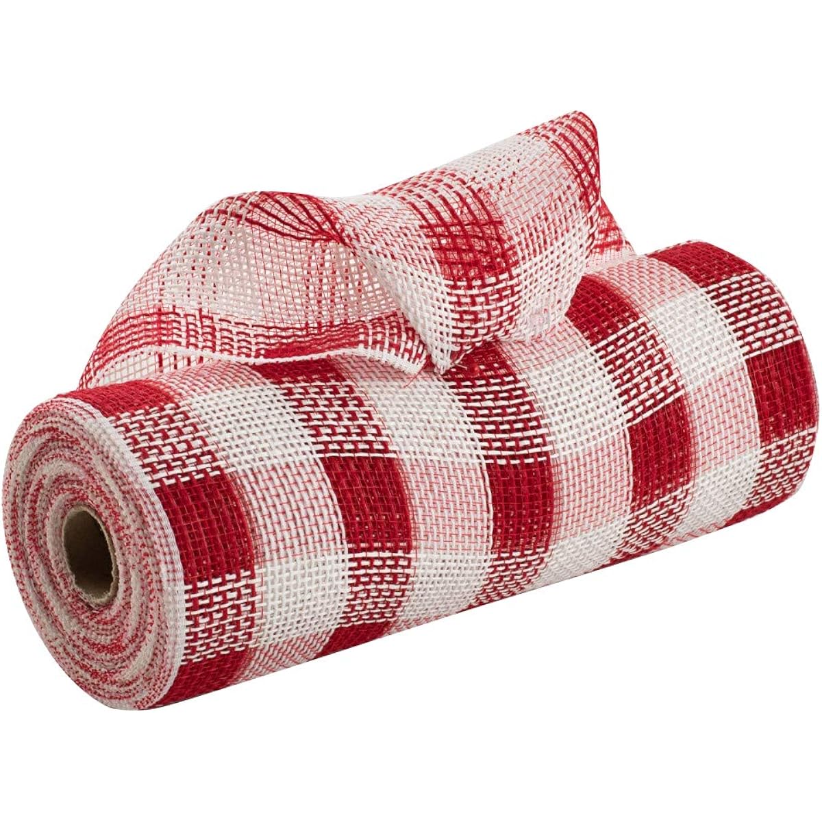 Valentine's Day Checkered Deco Mesh - 10" x 10 Yards Red White Buffalo Check Christmas Tree Ribbon Wreath Decorative Bow Swag Garland Gift Wrapping Present Ribbon Love