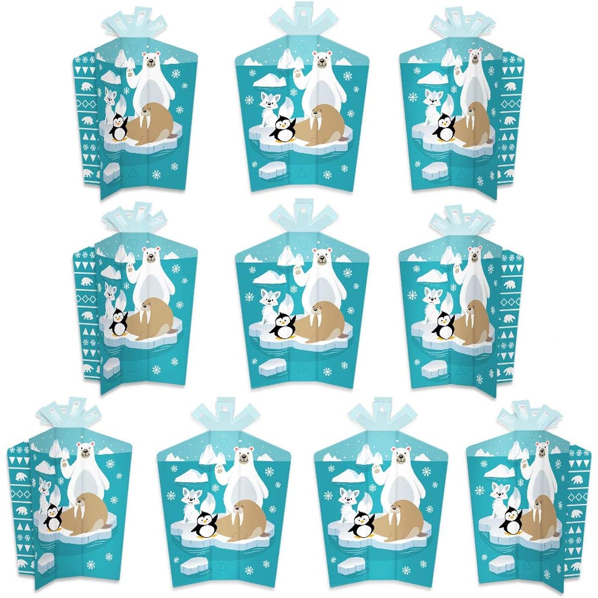 Big Dot of Happiness Arctic Polar Animals - Table Decorations - Winter Baby Shower or Birthday Party Foldable Flair Centerpieces - 10 Pieces