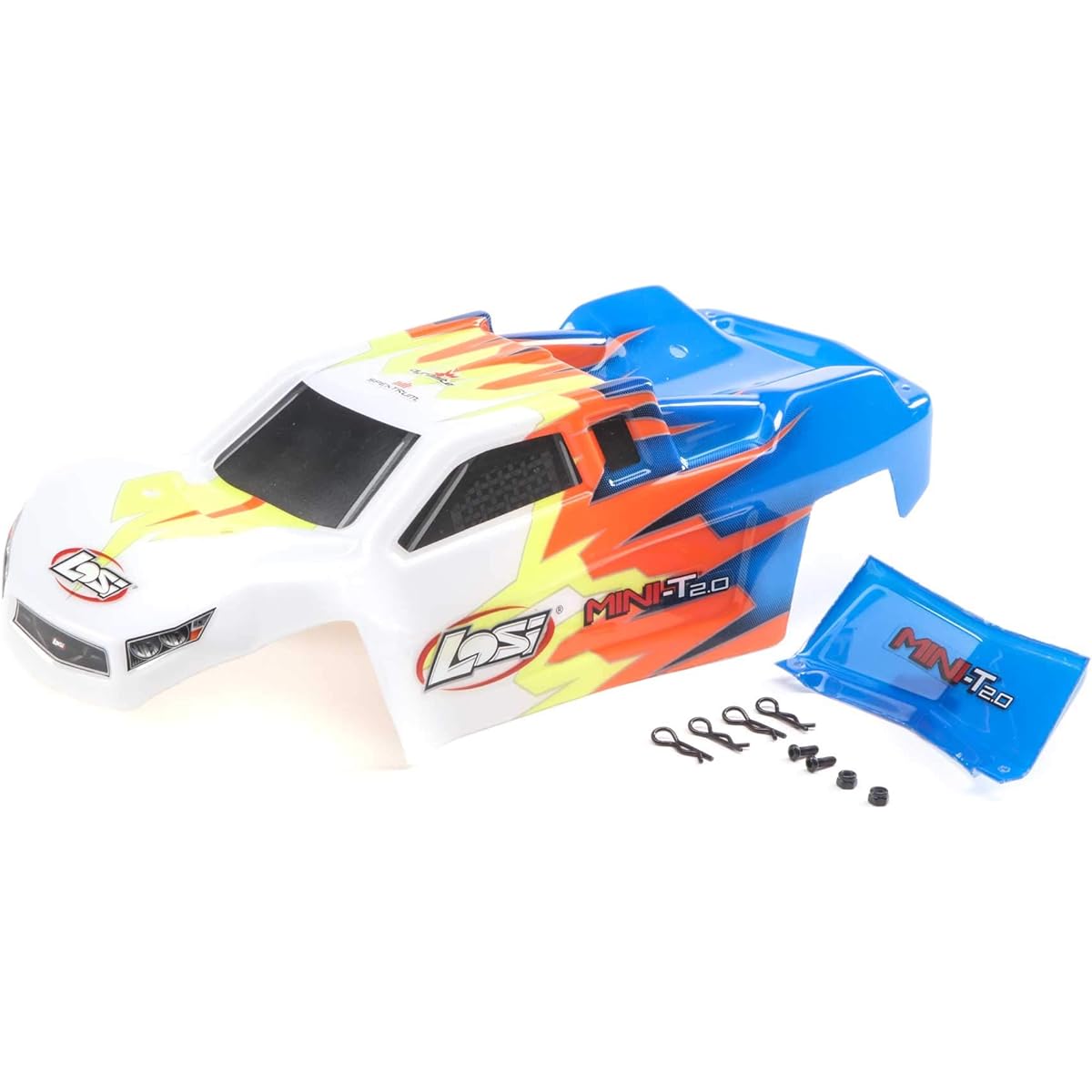 Losi Body Blue/White Mini-T 2.0 LOS210014 Car/Truck Body Wing & Decal