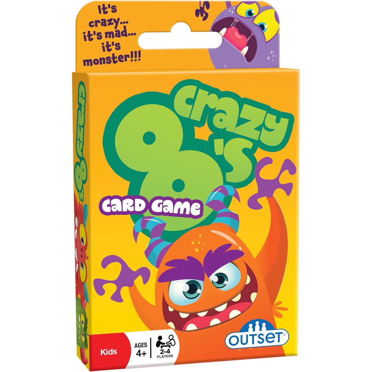 Outset Media Crazy 8's Card Game - The Classic Game of Monstrous Mayhem - 36 Oversized Cards for 2-4 Players, Ages 4+