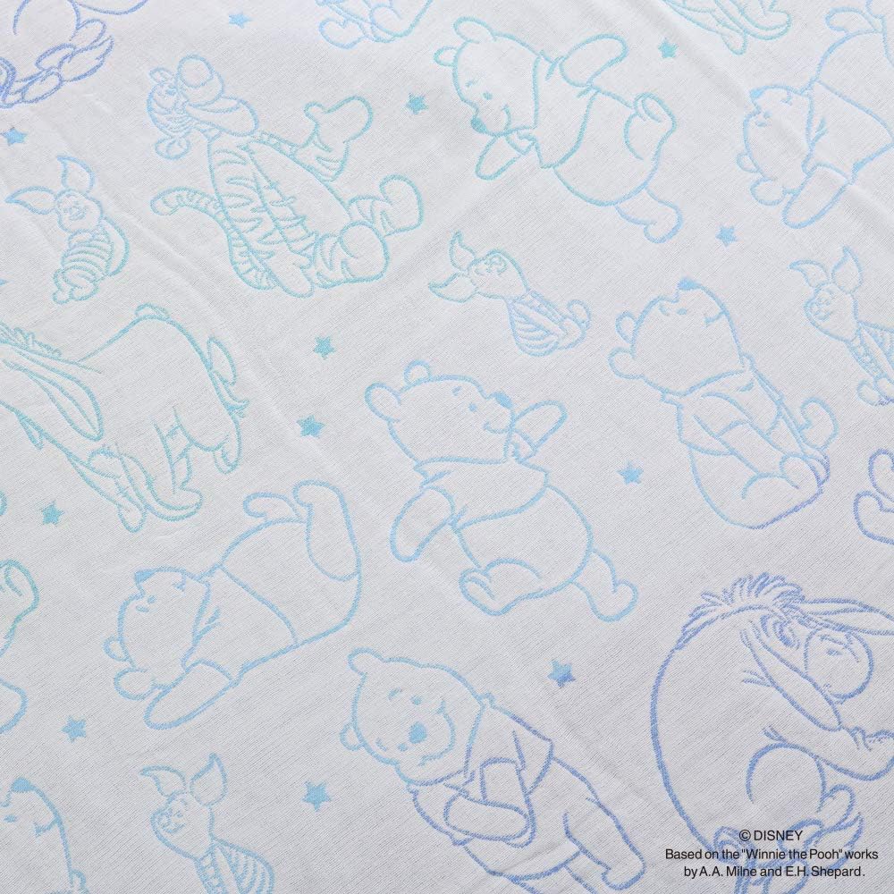 Disney 6-layer Gauze Blanket Showa Nishikawa Disney 100% Cotton (Winnie the Pooh Blue, Single 140×190cm) 2230352650303…