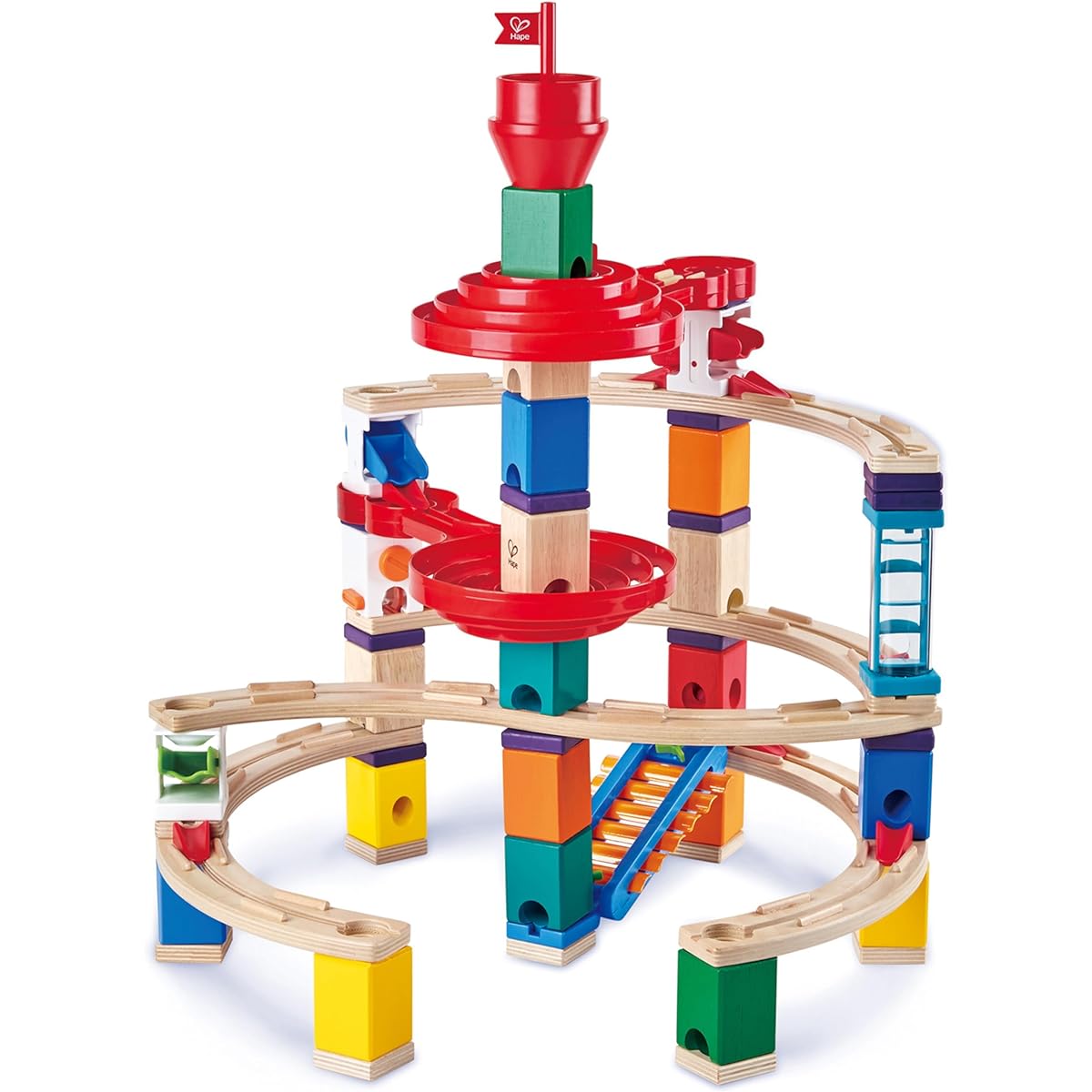 Hape- Super Spirals Wooden Marble Tracks, E6024, Colorful