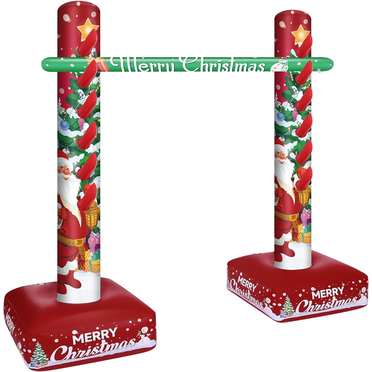 Jenaai Christmas Inflatable Limbo Game Christmas Party Games Fun Limbo Sticks Limbo Pole for Parties Kids Adults Birthday Indoor Outdoor Beach Pool Activity Christmas Party Decorations