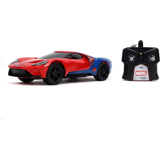 Marvel Spider-Man 2017 Ford GT R/C 1:16 Scale USB Charging 2.4Ghz Turbo Boost Red and Blue