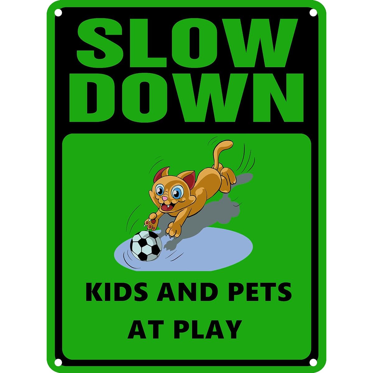 Slow Down Kids And Pets At Play Sign Tin Metal Safety Warning Sign for Neighborhood/Road/Yard/School 12"x8"
