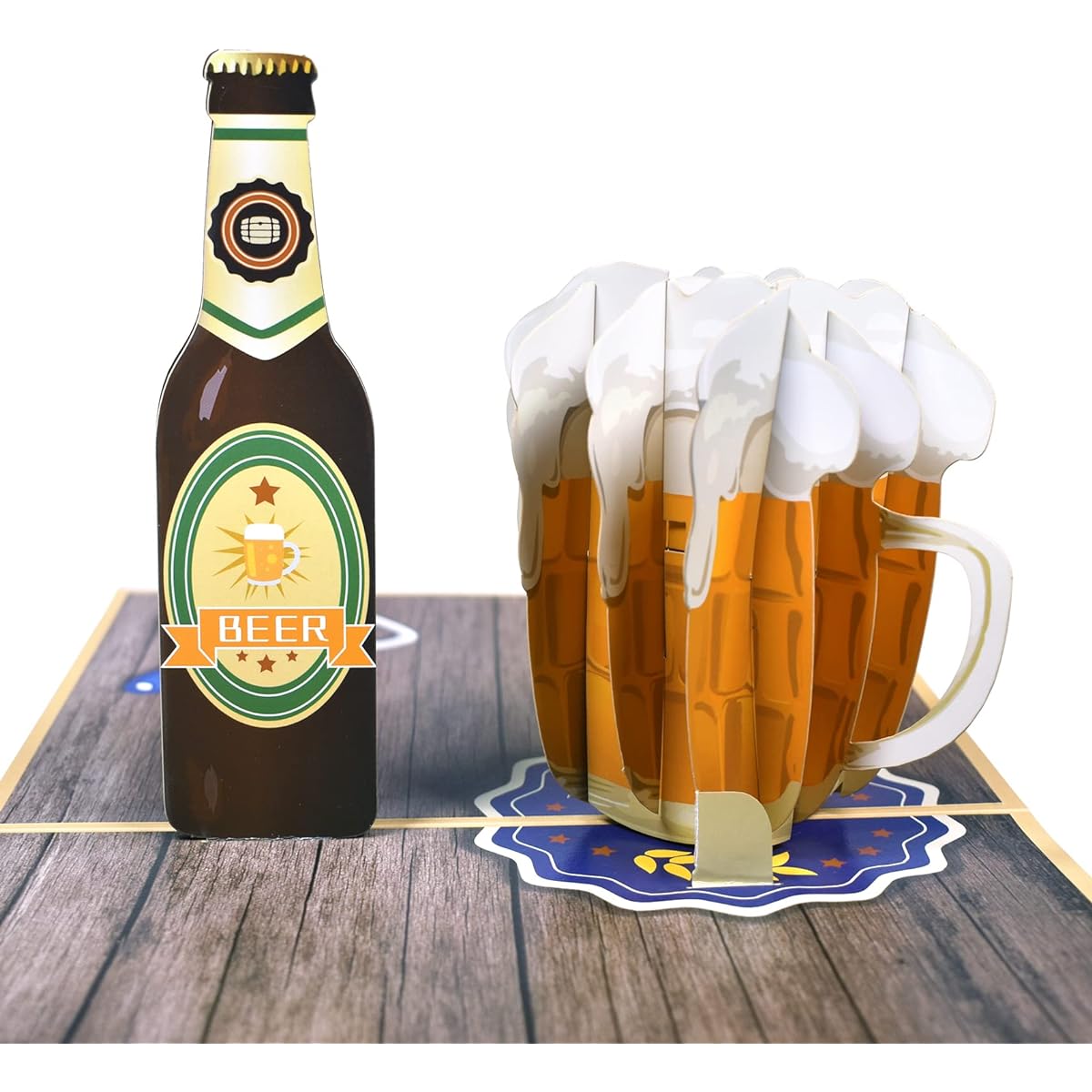 GREETING ART Beer Pop Up Card 8x6 - 3D Greeting Cards Pop Up Birthday Card for Dad Brother Friend Happy Father's Day Card Retirement Card for Men