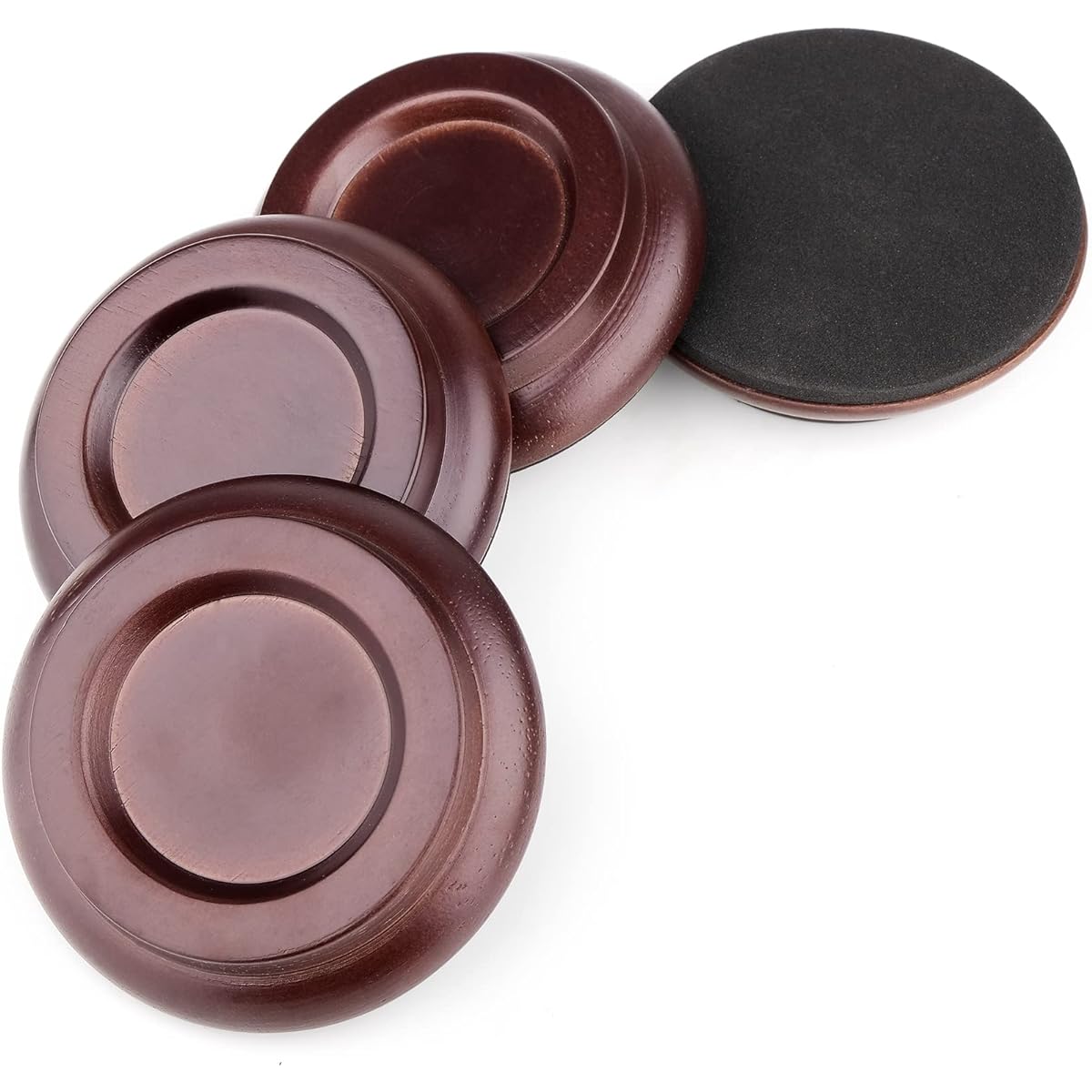 Eison Upright Piano Caster Cups Solid Sapele Wood Piano Casters Piano Legs Floor Protector Anti-Slip & Anti-Noise Foam for Hardwood Floors (Dark Brown)