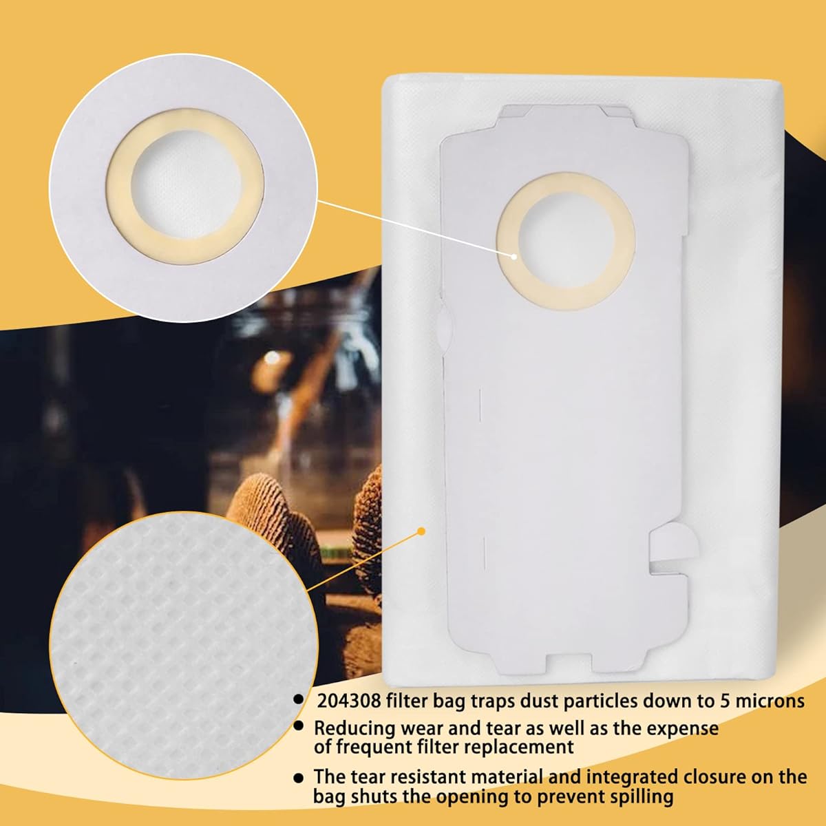 Souyou 204308 Filter bag set of 6 CT Mini/Midi -2/5 fes-tool CT MINI I CT MINI I CT MIDI CT MIDI Manufactured after 2019 Compatible with CTC MINI/MIDI CT 15 Reusable