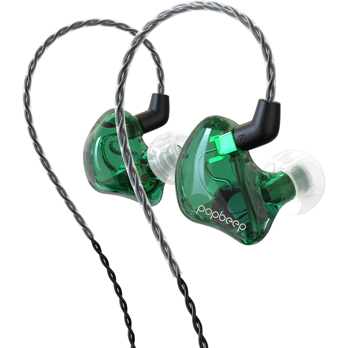 BASN In-Ear Monitor Headphones Dual Dynamic Driver In-Ear Earphones Detachable MMCX Cable Musician In-Ear Earphones Headphones (BC100 Green Without Microphone)