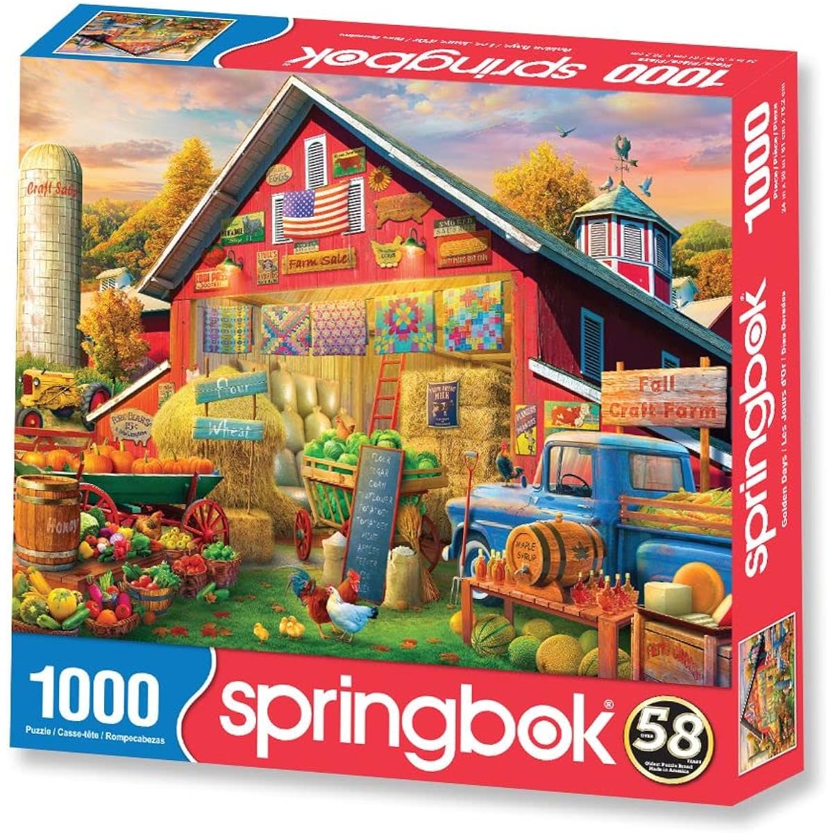 Springbok 1000 Piece Jigsaw Puzzle Golden Days Made in USA