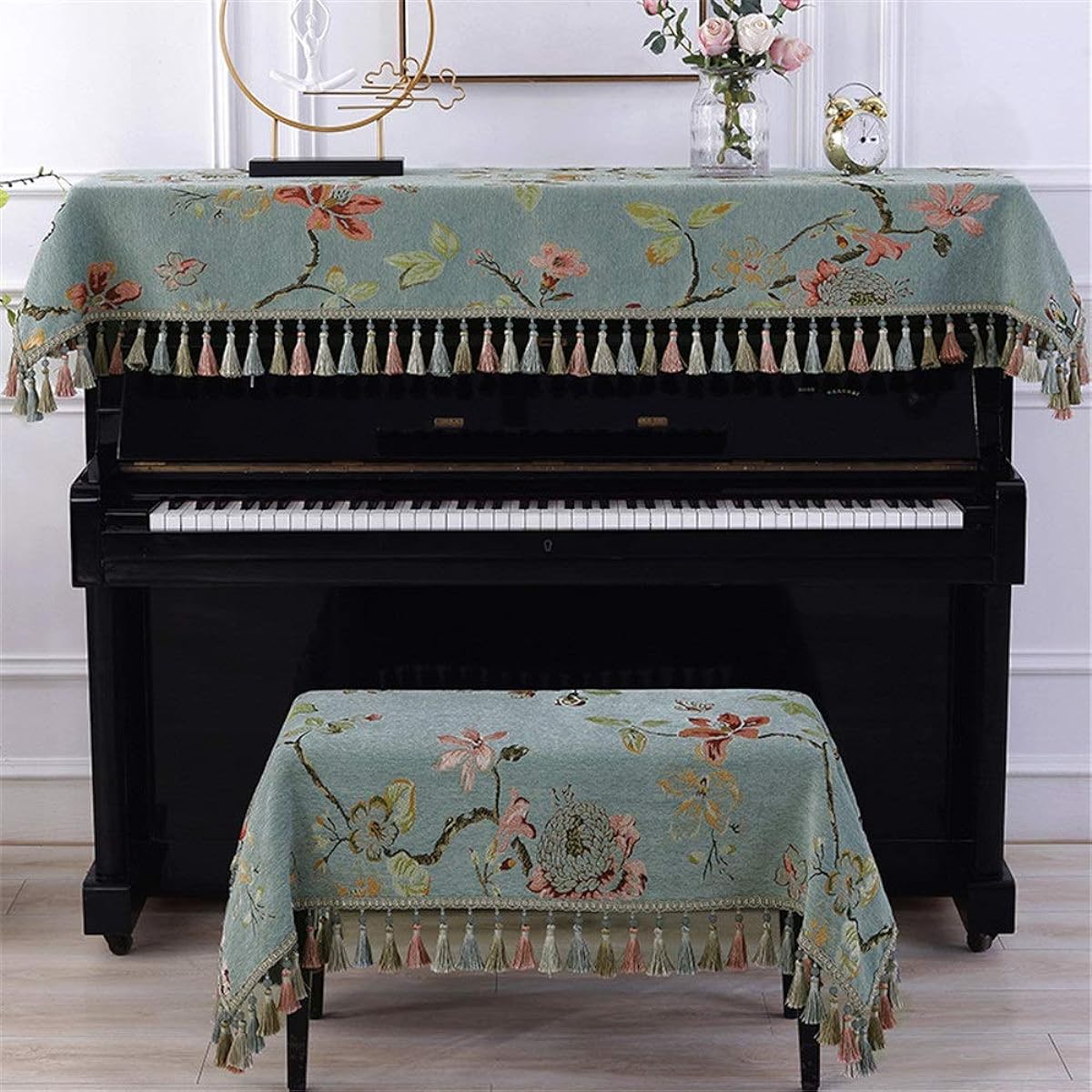 Digital Piano Dust Cover Piano Cover Piano Fabric Embroidery Opening and Closing 90x220cm Universal for Universal Piano (Color: A, Size: S)