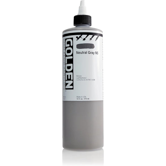 Golden High Flow Acrylic Paint, 16oz, Neutral Gray, N5