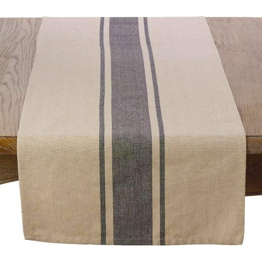 (41cm x 180cm Runner) - Fennco Styles Classic Banded Stripe Pattern Cotton Table Runner - 41cm x 180cm