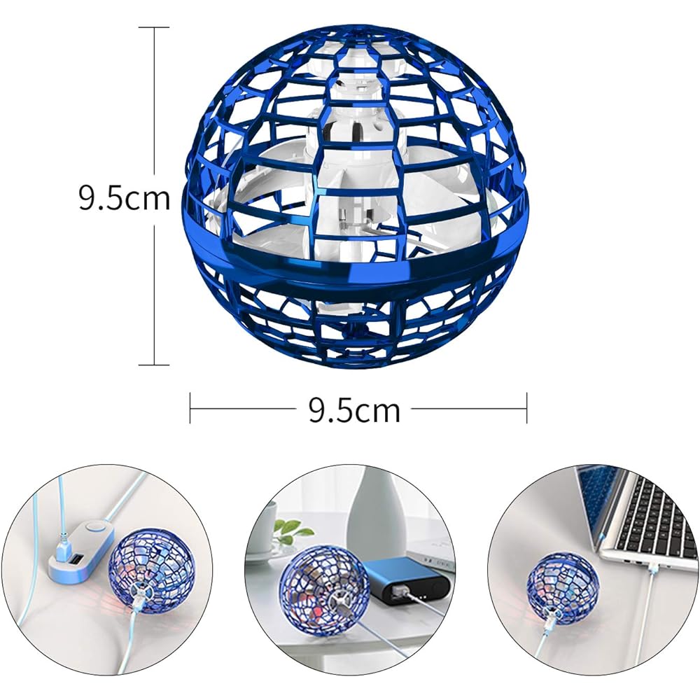 Kiyoraka FL-B01 Flying Ball "UFOb" Mini Drone Toy with LED Blue