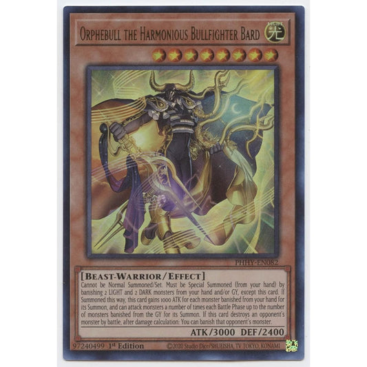 Orfevre the Harmonious Bullfighter Bird - PHHY-EN082 - Ultra Rare - 1st Edition.