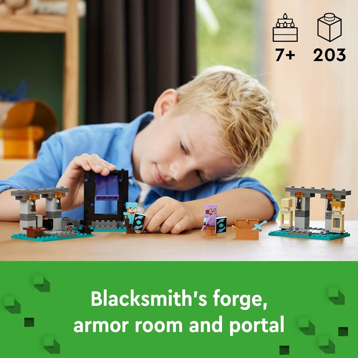 LEGO Minecraft Armory Building Set with Popular Minecraft Figures Alex and Armorsmith Action Toys for Gamers and Kids Gifts for Boys and Girls Ages 7+ 21252