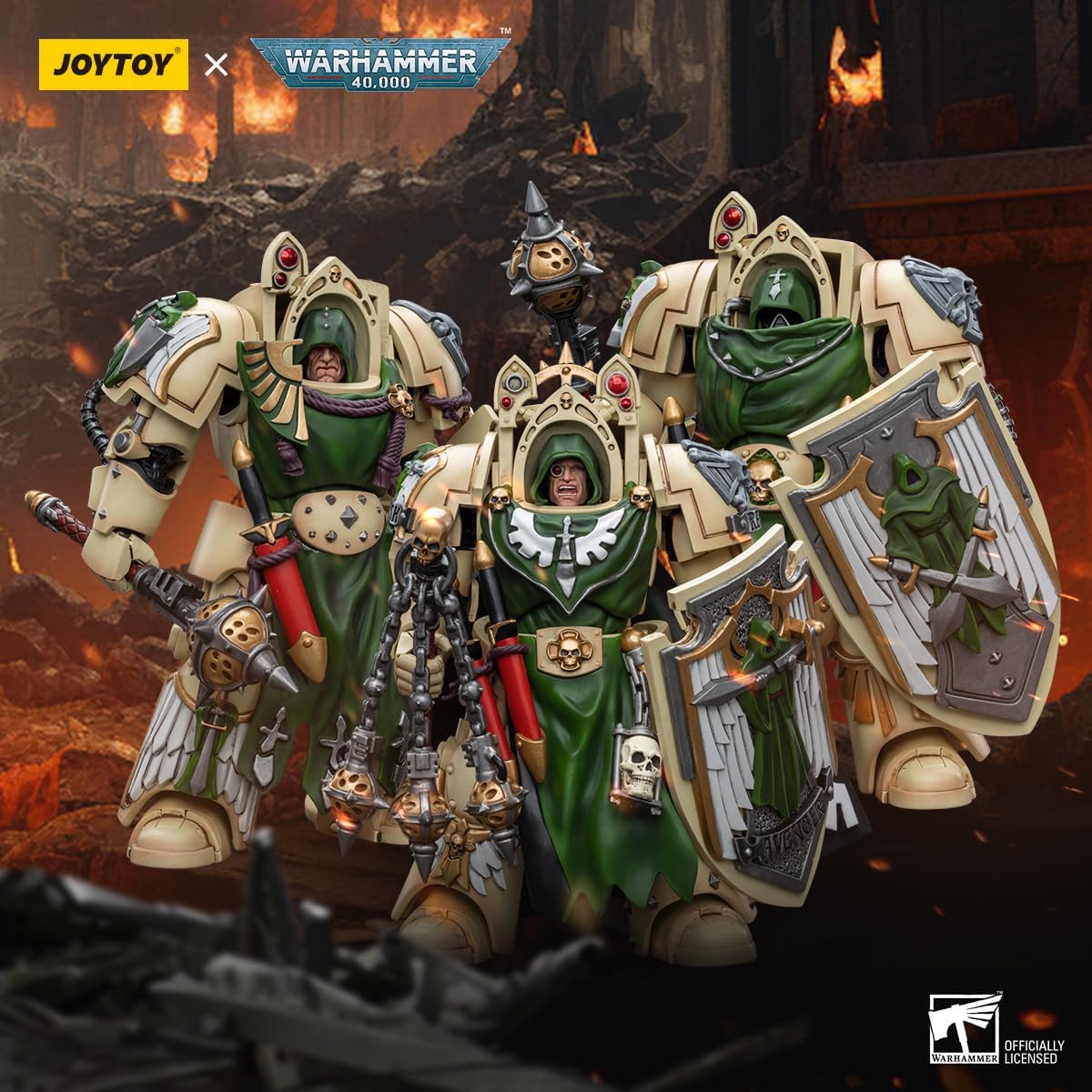 JOYTOY Warhammer 40,000 1/18 Action Figure Pre-Order Dark Angels Deathwing Knight Figure Set of 3 5.4" Collectible Action Figure Kit