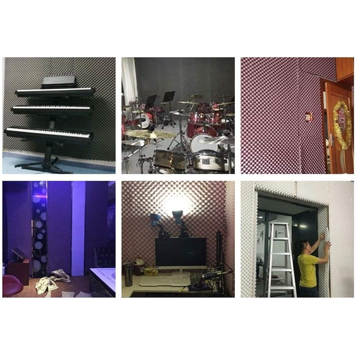 1M Soundproof Cotton, Easy to Install on Walls, Sound Absorbing Cotton, Moisture Proof, Fire Proof, Acoustic Panel (Purple) (Blue)