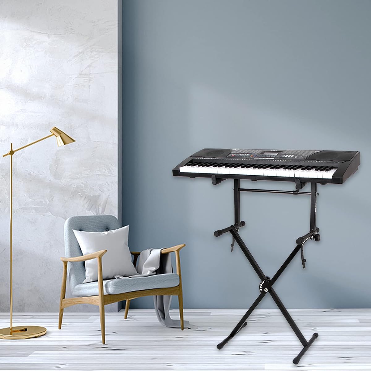EXCEART Piano Keyboard Stand Universal Iron Art Electric Organ Piano Rack Portable Professional Music Stand Home Shop Compatible