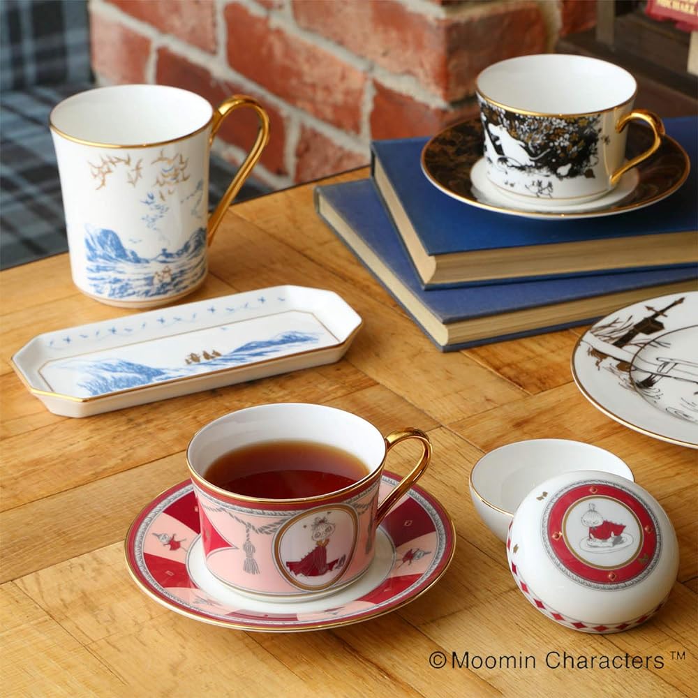 Noritake Cup & Saucer (Coffee Tea) 245cc Moomin Moominvalley Summer Festival 1 Guest Red Bone China TG93686/N-092L