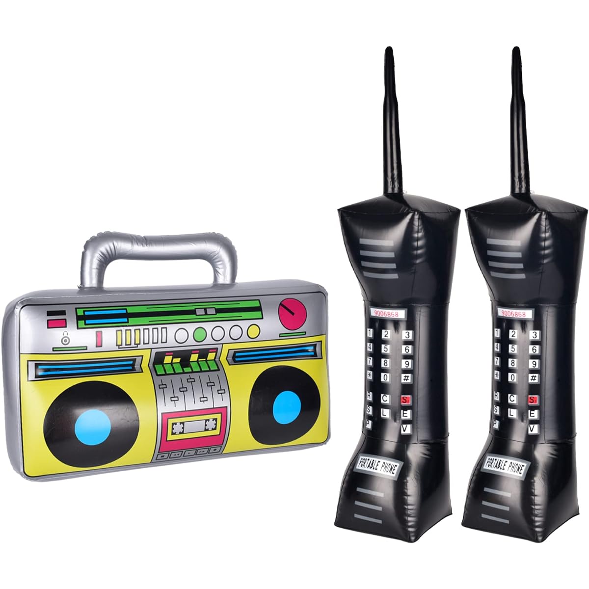 Inflatable Boom Box Inflatable Cell Phone Cosplay Props Hip Hop Theme Birthday Wedding Graduation 80's 90's Party Decorations Set of 3