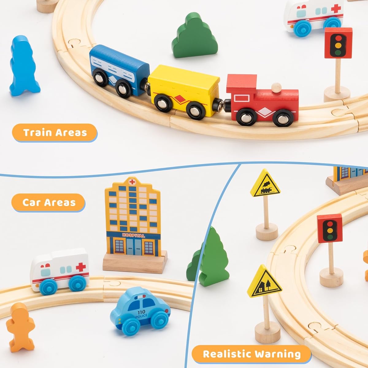 Wooden Train Set Train Set Boys & Girls Toy Train with Wooden Tracks