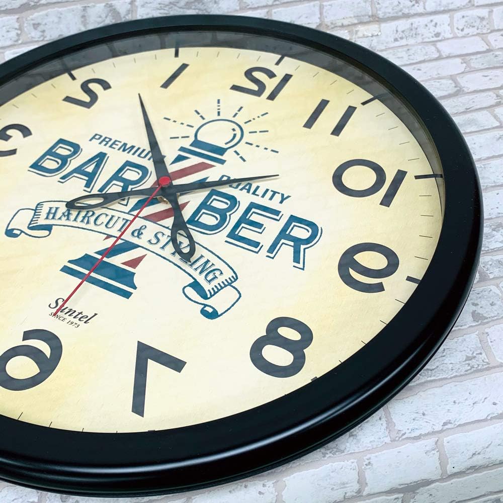 Santel Made in Japan Reverse Wall Clock BARBER SQ08-BK Black Diameter 320 x 40mm