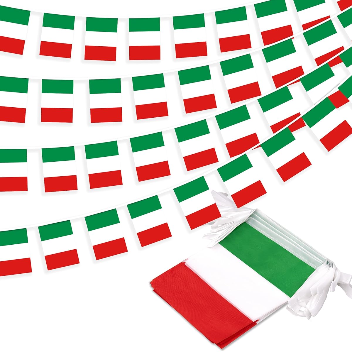 Italy String Flags - String Pennant Banner Patriotic Event Decor Sports Bar - 33ft 30 Flags