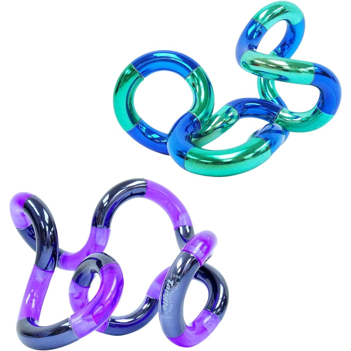 Tangle Palm Metallic 2 Pack Aqua Blue and Plum Purple - For Big Tangled Hands - Desk Toy for Adults Boys Girls