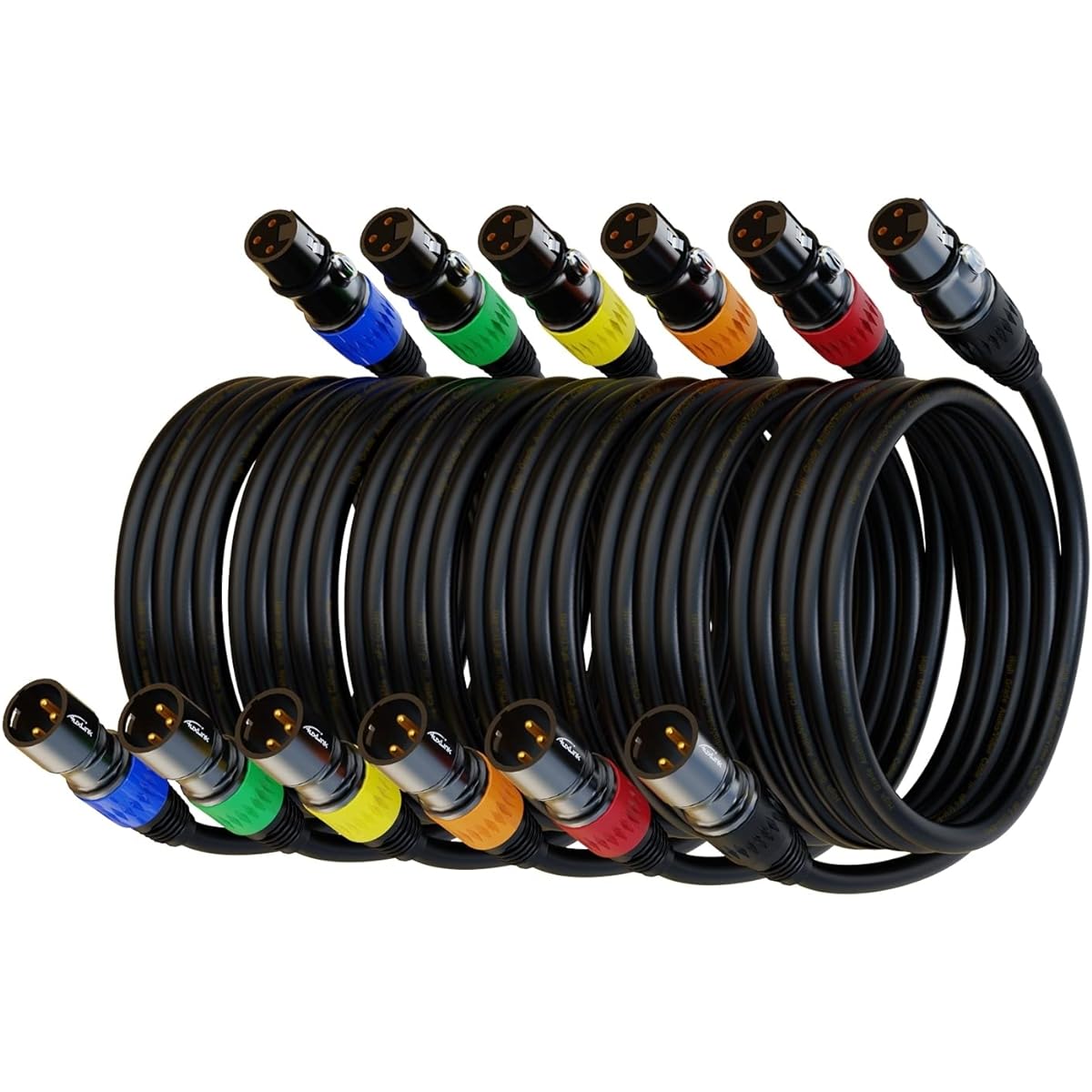 1 ft. XLR Cable, 6 Pack Microphone Cable, AuxLink Premium Balanced XLR Male to Female Mic Cable, 3-Pin XLR Speaker Cable for Stage Lighting, Speaker Systems and More (1.5 ft.)