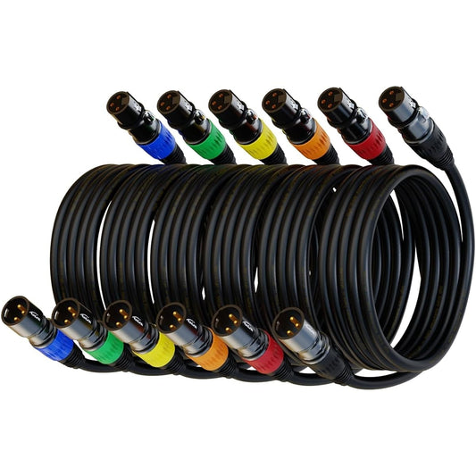 1 ft. XLR Cable, 6 Pack Microphone Cable, AuxLink Premium Balanced XLR Male to Female Mic Cable, 3-Pin XLR Speaker Cable for Stage Lighting, Speaker Systems and More (1.5 ft.)