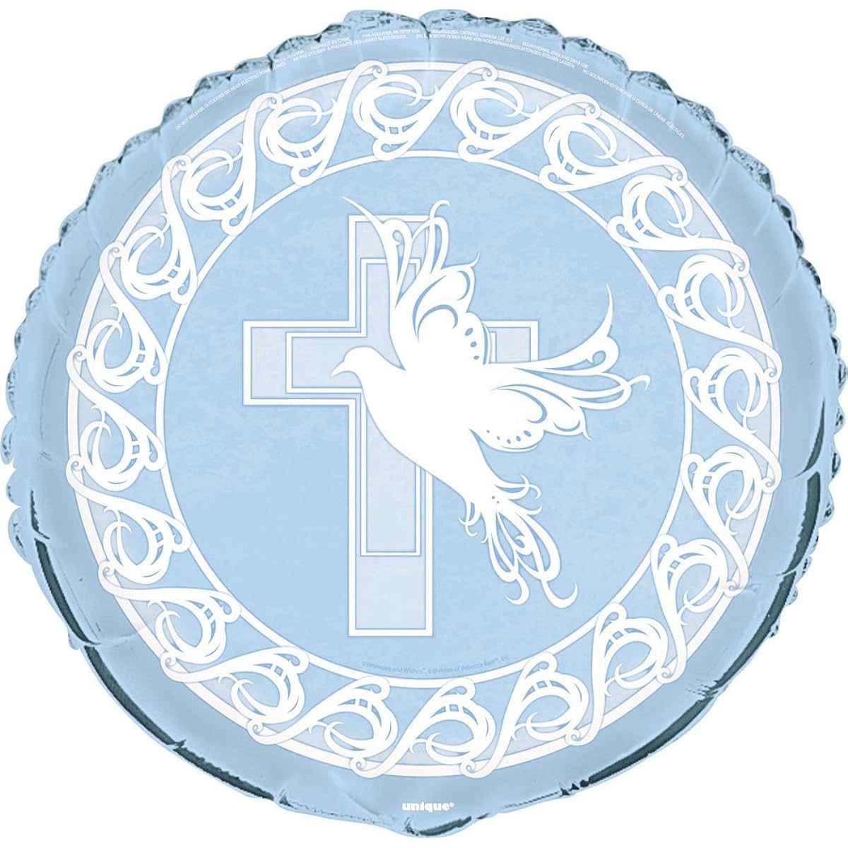 18" Foil Balloon Blue Dove Cross Religious