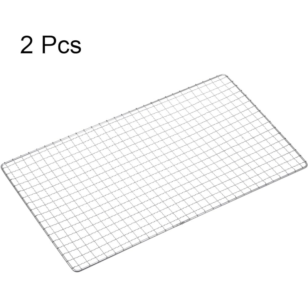 uxcell BBQ Grill Net Square 39cm x 24cm Stainless Steel Cross Wire BBQ Mesh Mat for Grilling Smoking Charcoal Grilling Roasting 2 Pieces