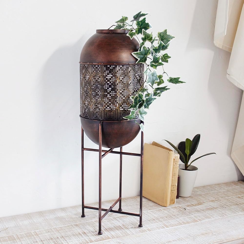 SPICE OF LIFE Pot Cover Contempo Capsule Pot with Iron Stand Bronze Diameter 22.2cm Height 62.2cm CNGT5240