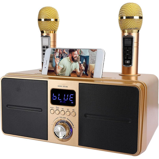 Wireless Microphone System Karaoke Sound Metal (Gold)