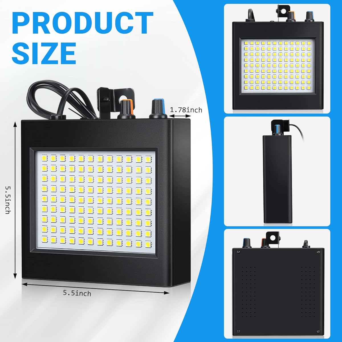4pcs Strobe Lights White 108 Bright LED Bulbs Party Lights Manual Auto Sound LED Strobe Lights for Party Room Stage Dance Birthday DJ Bar Halloween Christmas Wedding Show