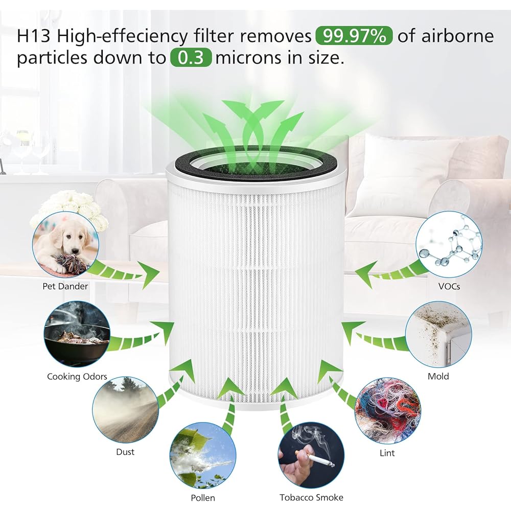 TPAP001 H13 True HEPA Air Filter TOPPIN TPAP001 Comfy Air C2 Air Purifier, H13 True HEPA Filter for TOPPIN TPAP001 Filter TPFF001 [Does not fit TPAP002 TPAP004 TPAP005]