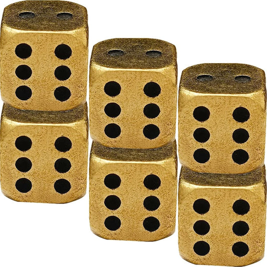 6 Sided Dice Vintage Decor Vintage Decor 6pcs Antique Metal Brass 6 Sided Dice Square Corner Dice Poker Party Games Festival Carnival Party Decoration Metal Dice Metal Dice